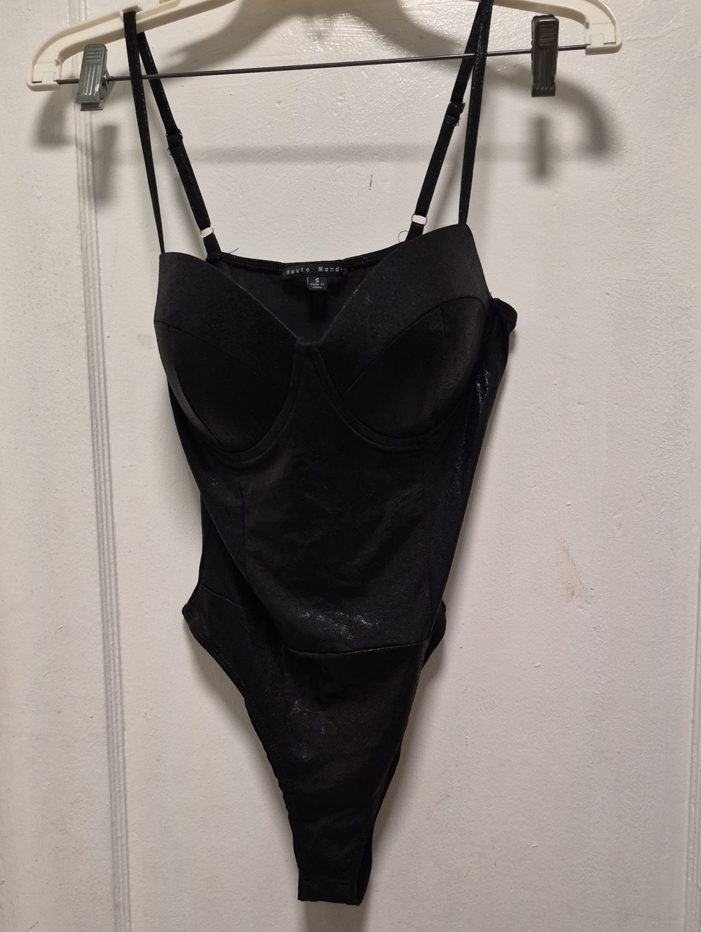 Haute Monde Black Shimmer Bodysuit with Underwire